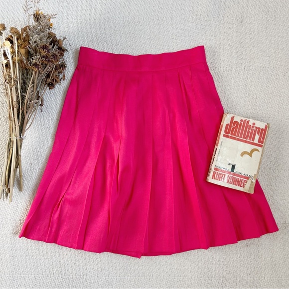 90s Compagnie Internationale Express Pleated Hot Pink Mini Skirt Deadstock NWT - Picture 1 of 6